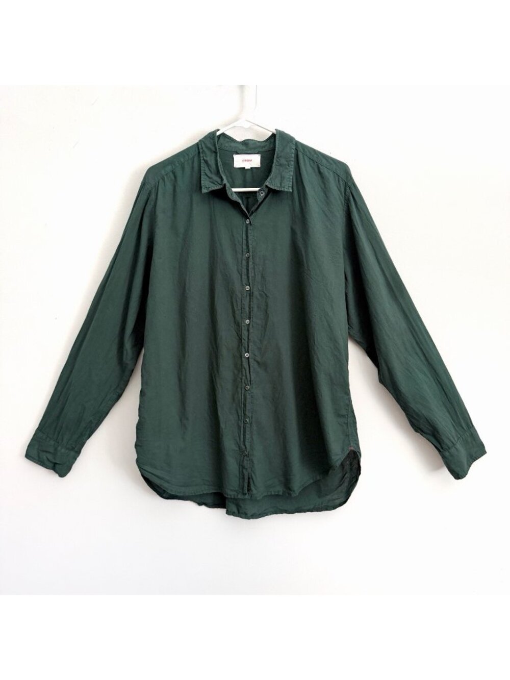 Xirena Dark Green Long Sleeve Button Down Shirt Cotton Lightweight Size Medium